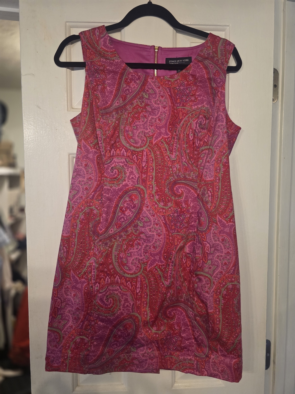 Jones New York Pink Paisley Sheath Mini Dress - Vintage